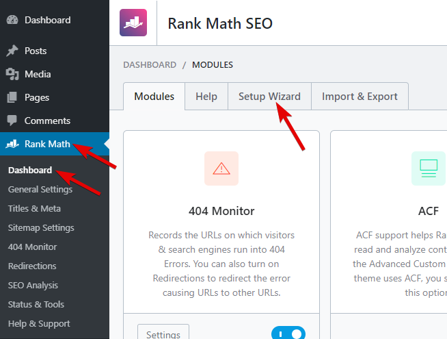 How To Access Setup Wizard In Rank Math