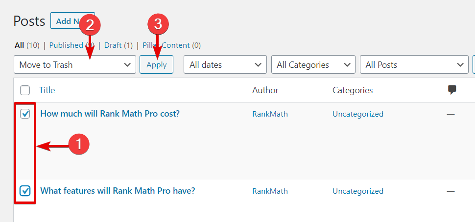 How To Bulk Trash Posts In WordPress