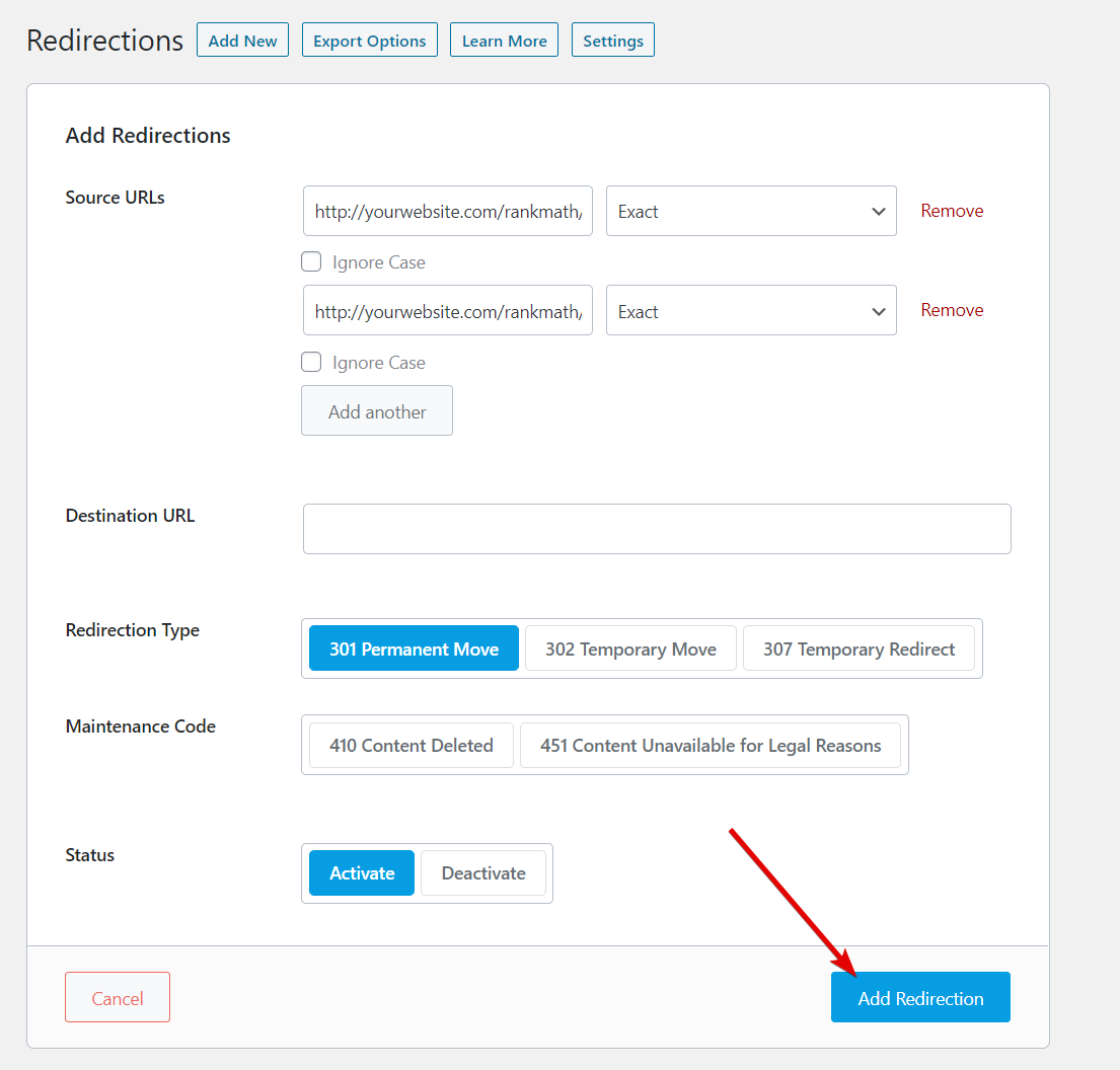 How To Save Redirection Created With Bulk Actions