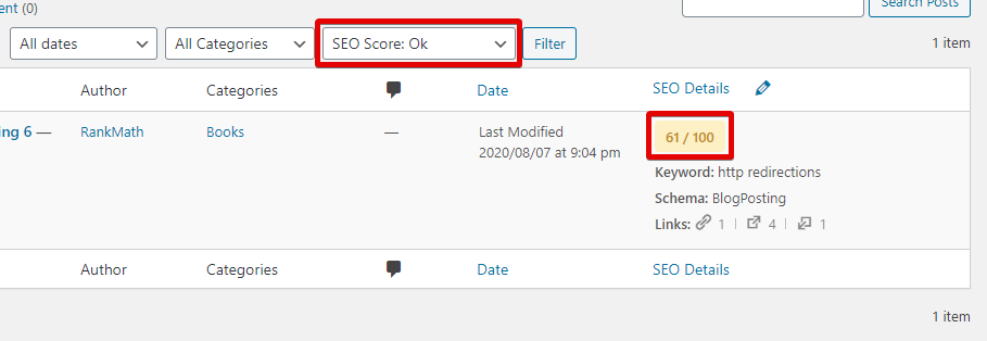 Rank Math Filters All Posts With Ok SEO Score