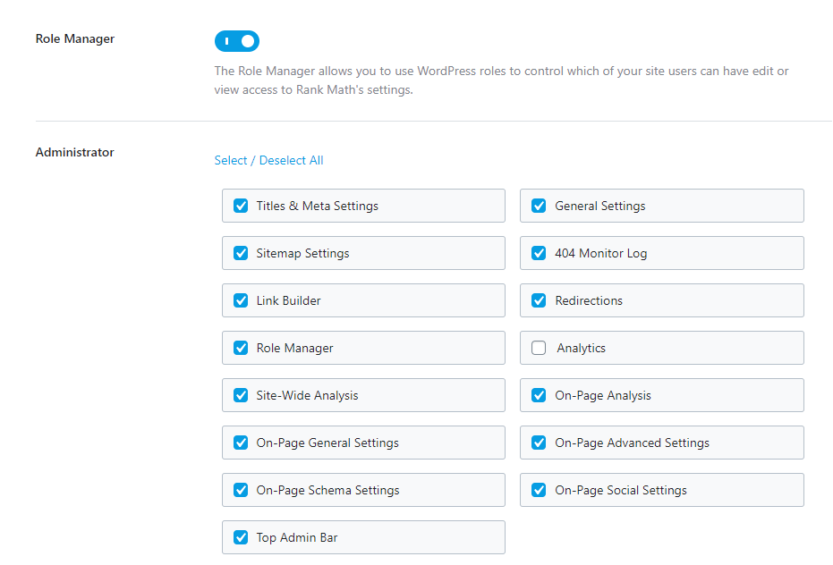 Role Manager Settings Expanded In Rank Math