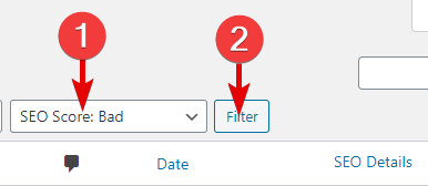 Using The SEO Score Bad Filter In Rank Math