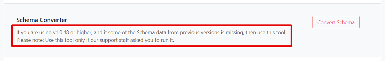 Schema converter warning