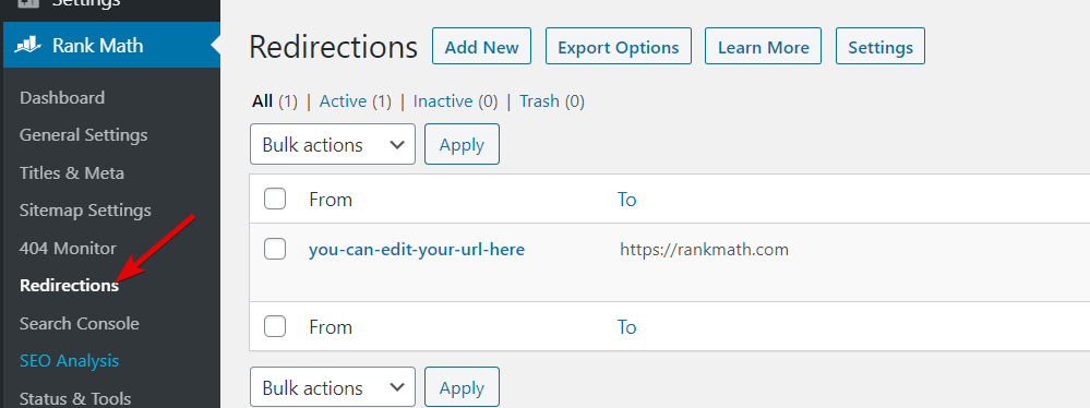 Where Ther Redirects In Rank Math Are Stored