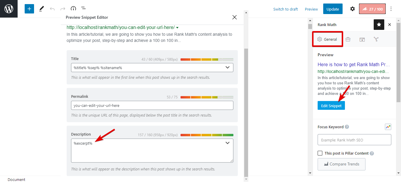 Where To Change Meta Description For Post In Rank Math