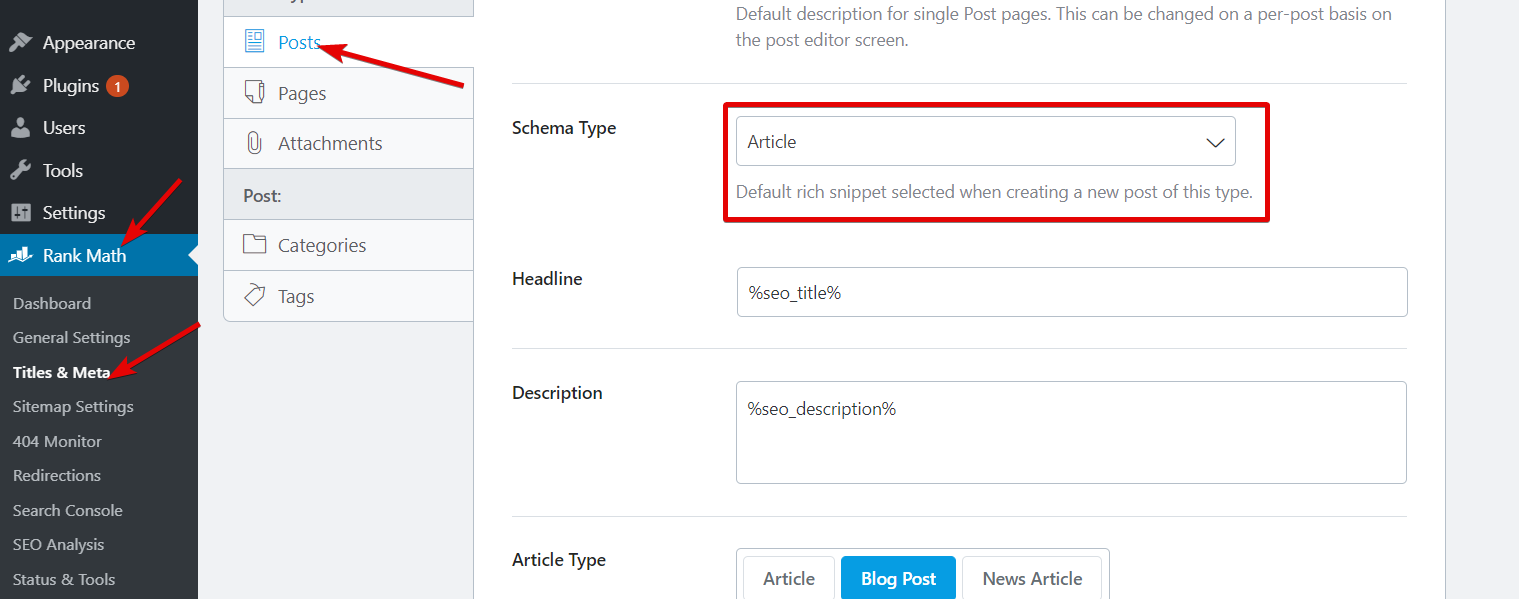 Where To Set Default Schema Type For Post Types In Rank Math