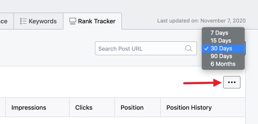 choose-date-range for keyword-tracking