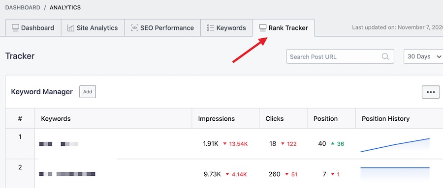 access the rank tracker