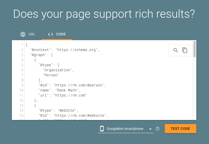 Google Rich Results Testing tool