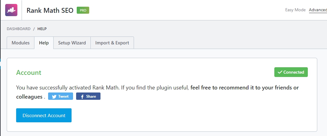 Rank Math PRO activated