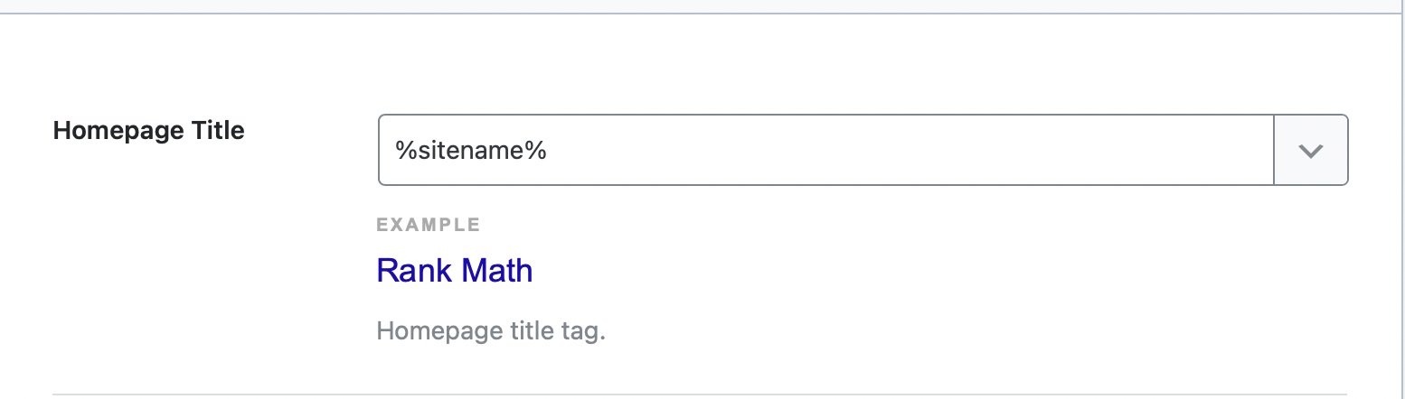 Homepage Title for Rank Math