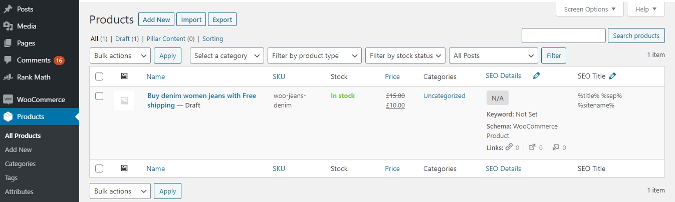 WooCommerce Products Screen Aligned