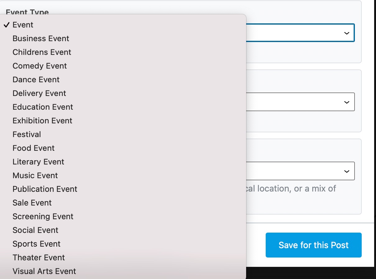 Select the event type