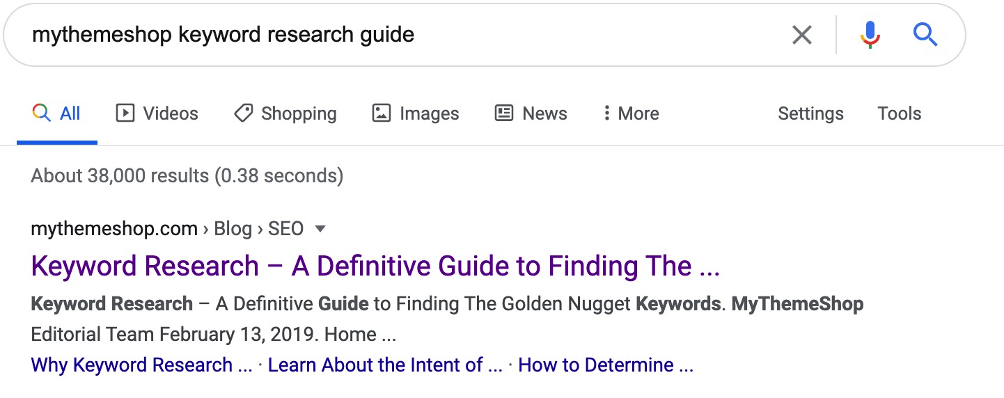 Keyword Research guide example