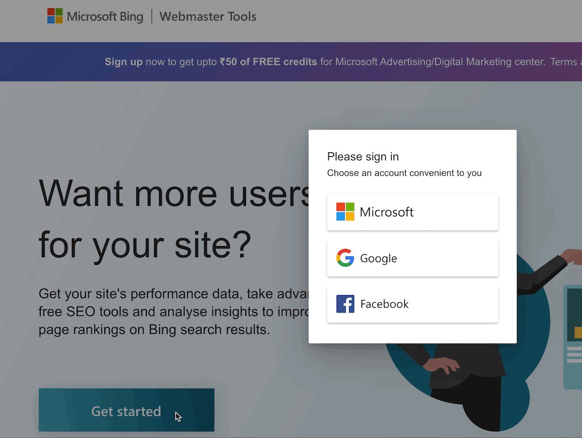 تسجيل الدخول إلى حساب Bing الخاص بك