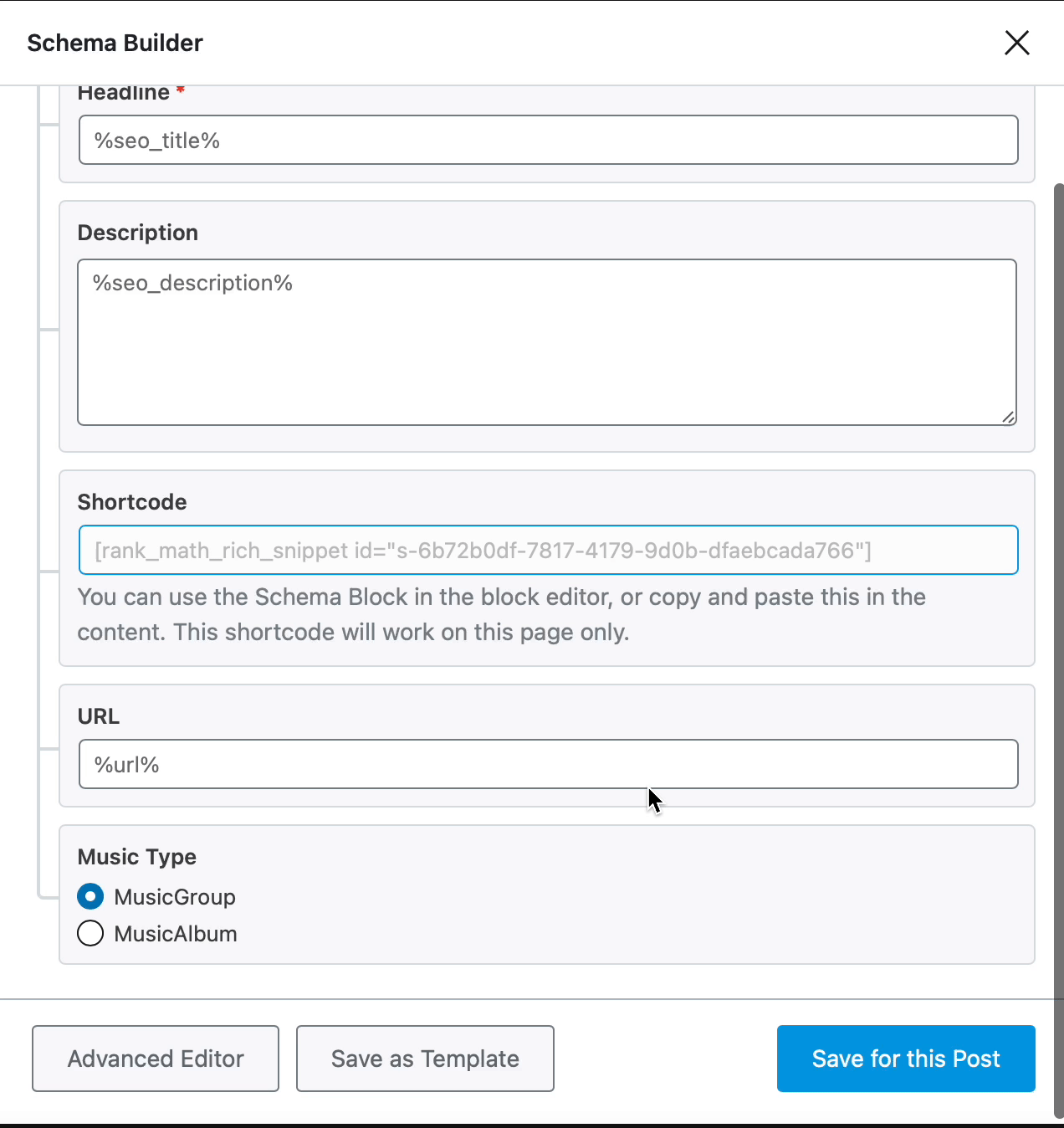 Music Schema Builder