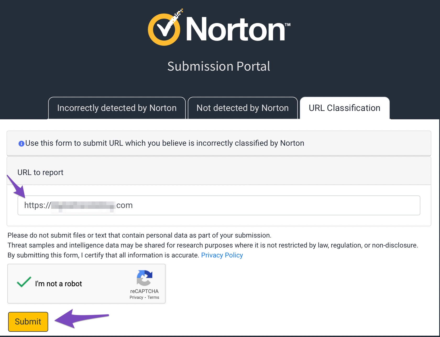 How do I verify my website with Norton?