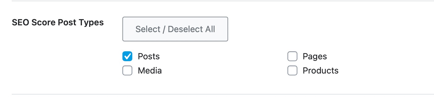 SEO Score Post Types
