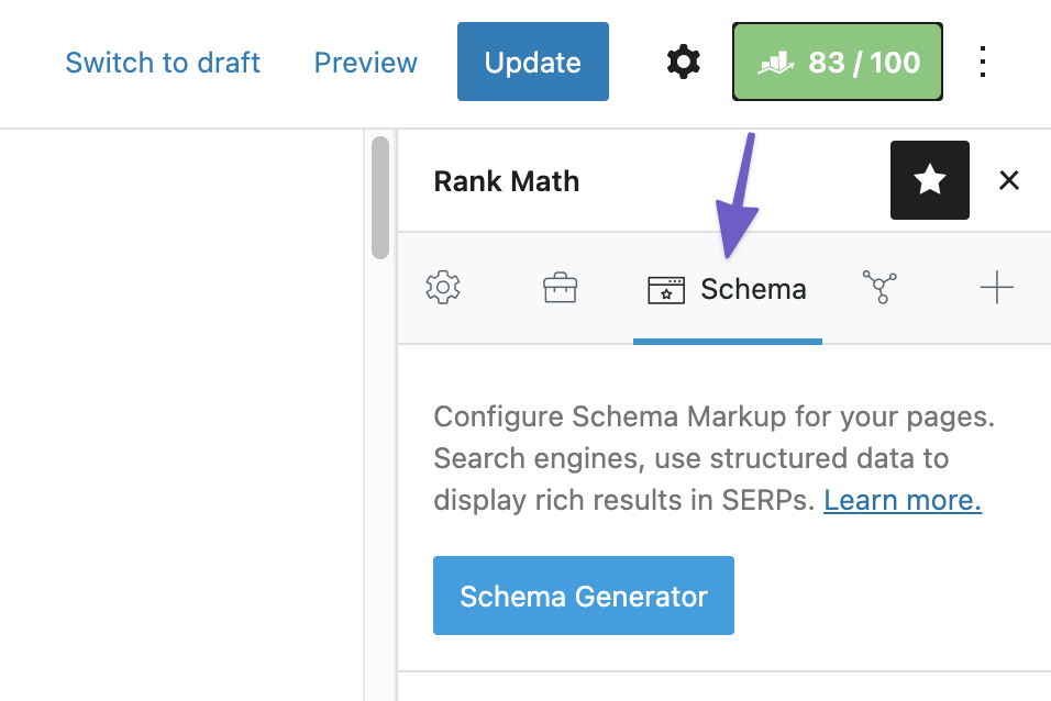 Rank Math Schema Tab Gutenberg