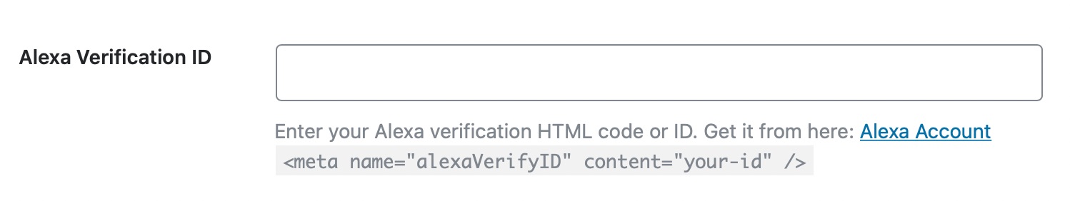 Enter the Alexa Verification ID