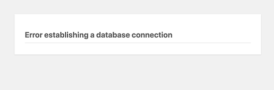 Error Establishing Database Connection