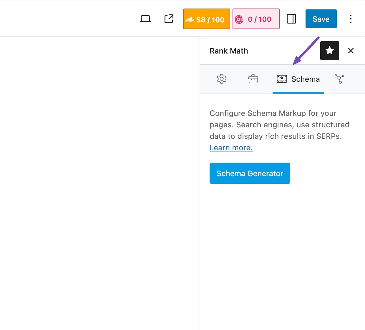 Navigate to Schema tab