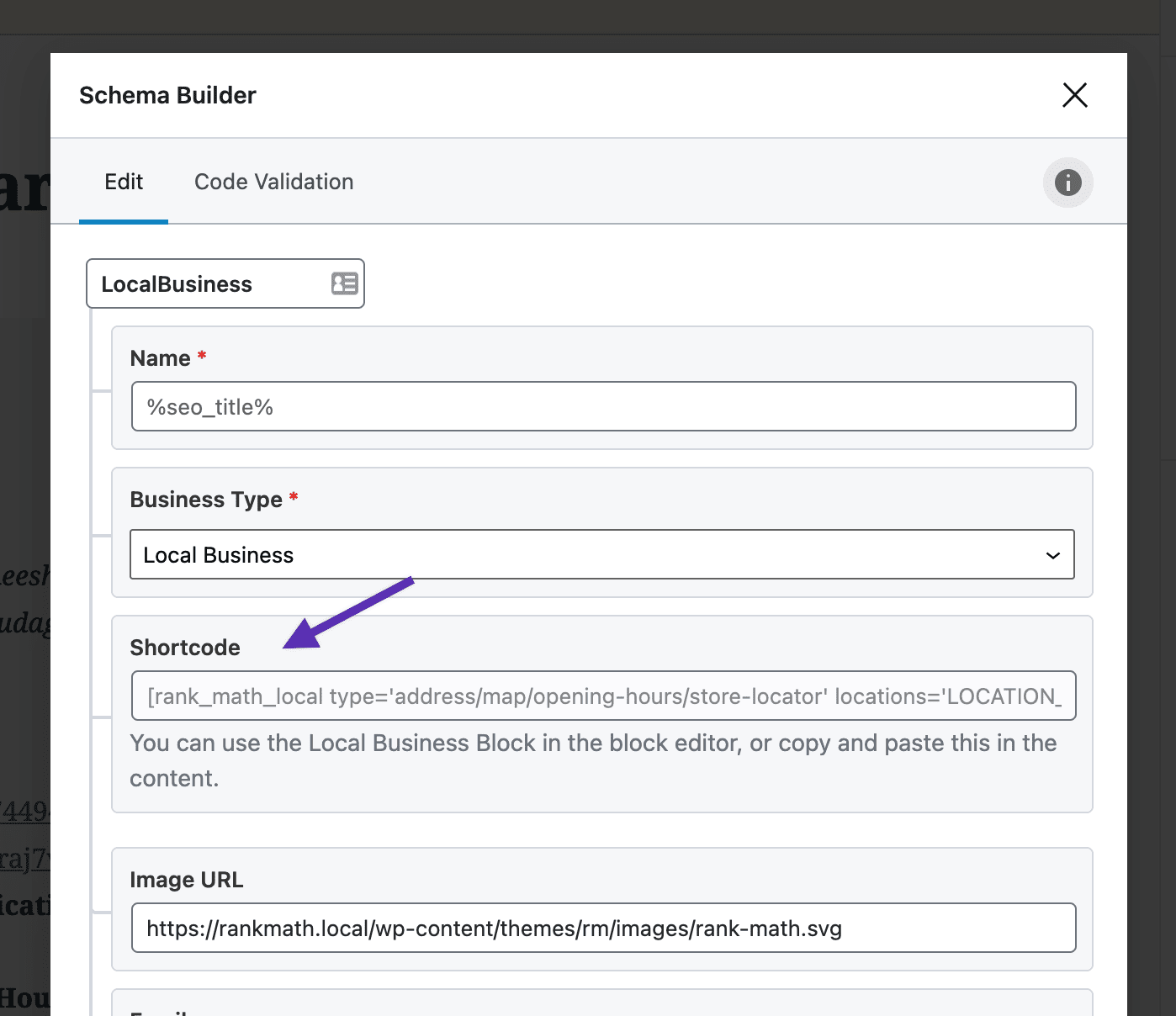 Shortcode option in classic editor or page builder