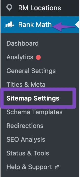 go to sitemap settings