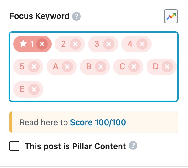 Focus Keywords Added To Post With No Limit