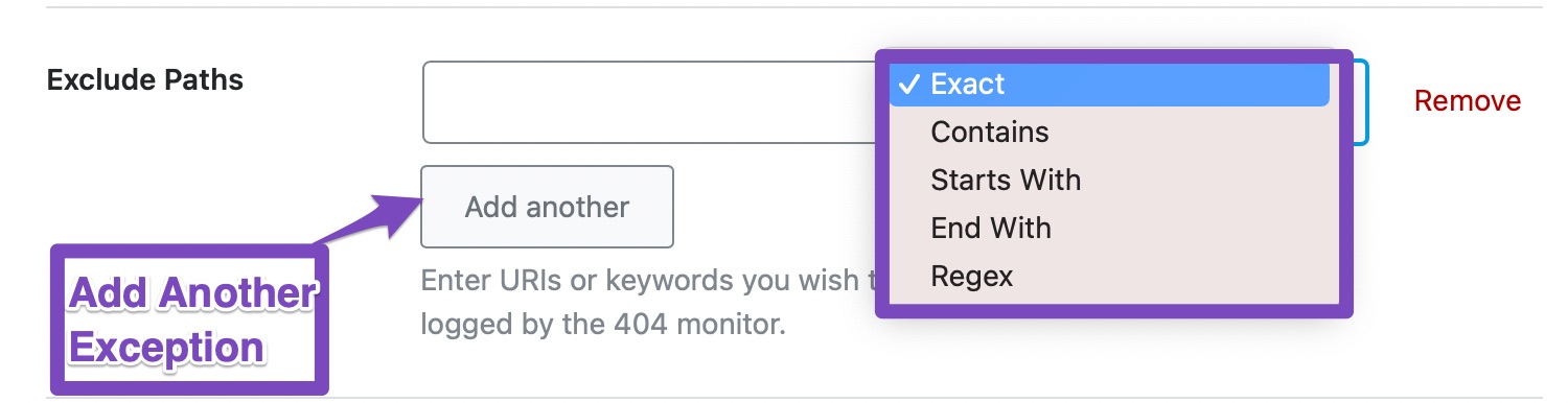 404 exclusion options