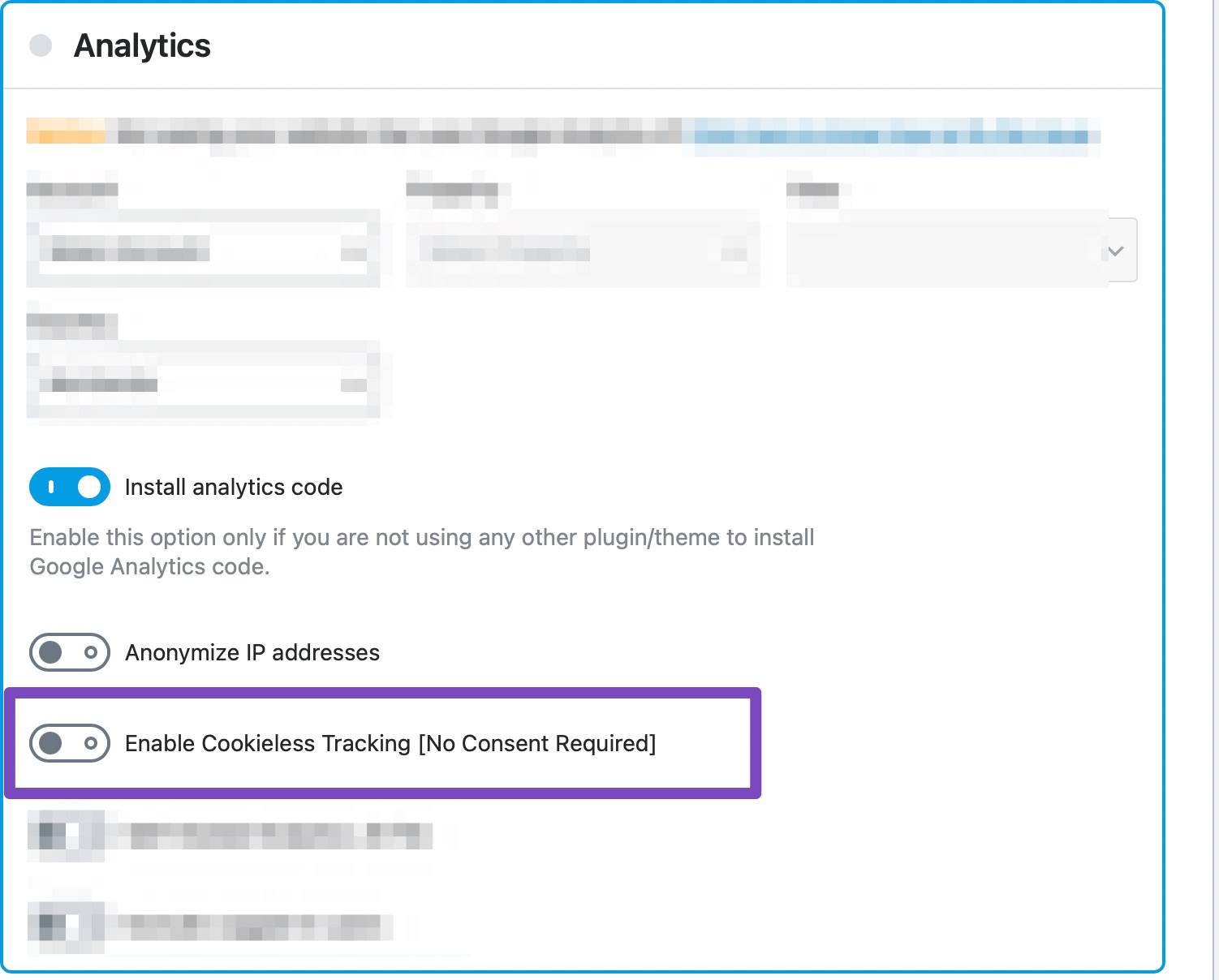 enable cookieless tracking