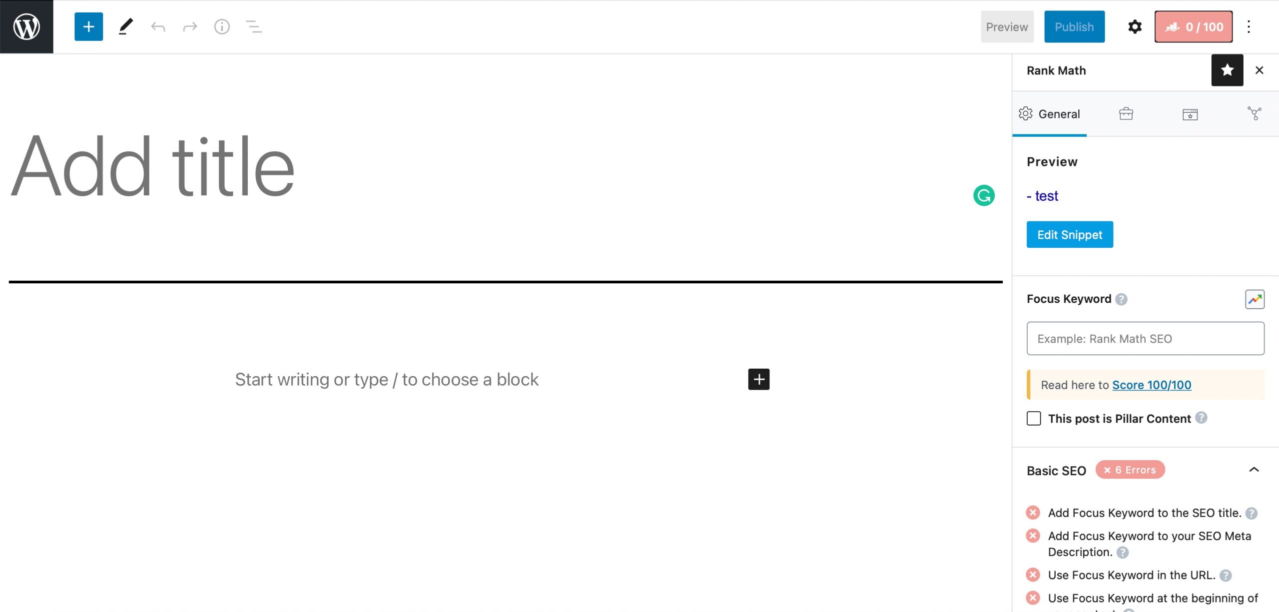 Example Of Rank Math Block-Based Settings