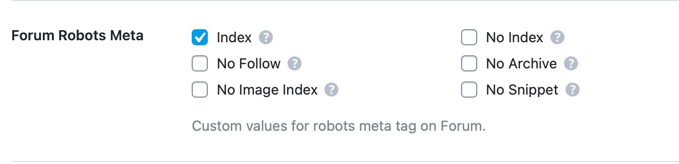 meta robots for forums customized