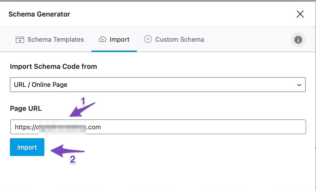 Enter Page URL and click Import