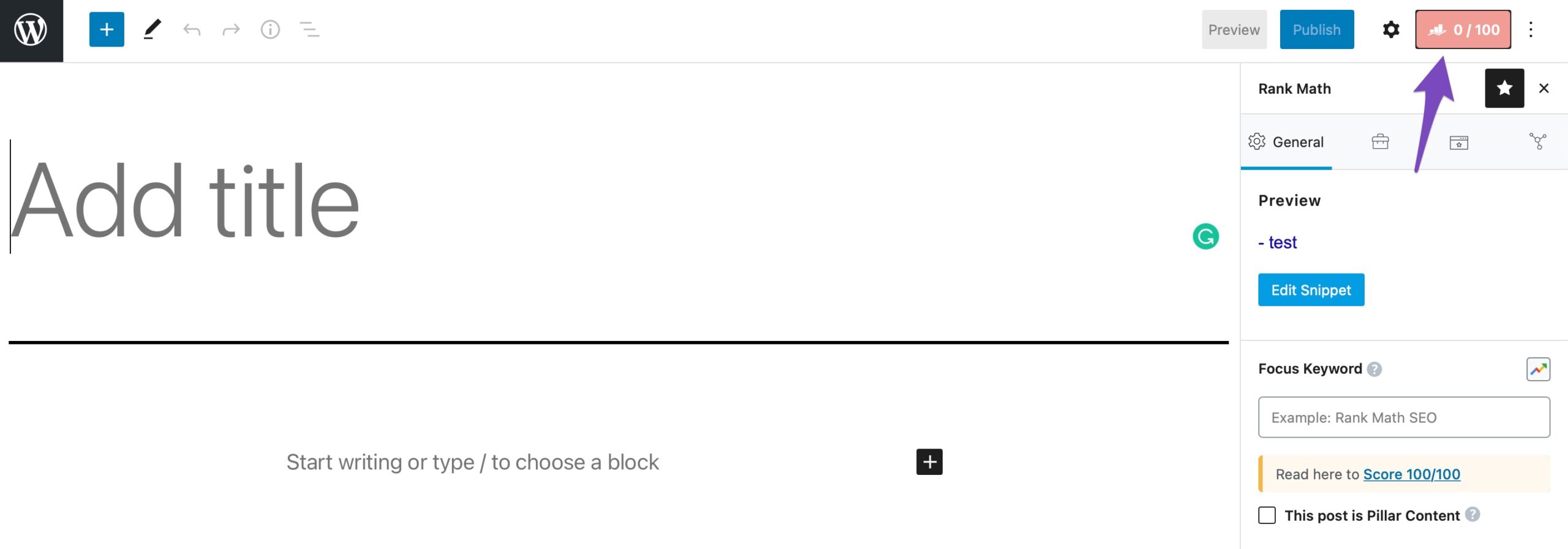 how to open rank math block settings