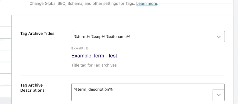 Variables available in product tag archive titles