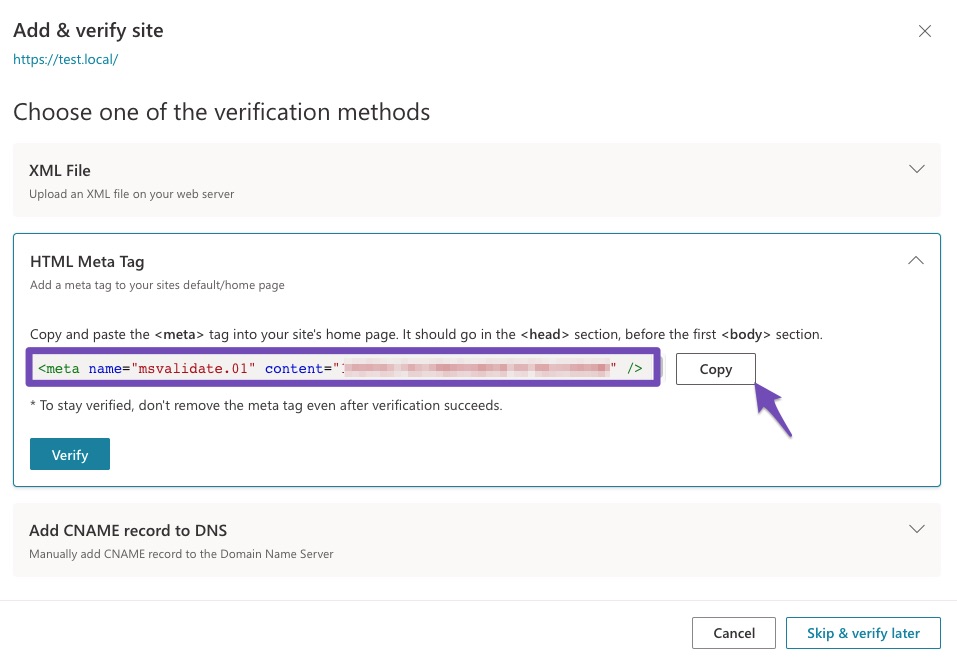 Copy HTML Meta tag