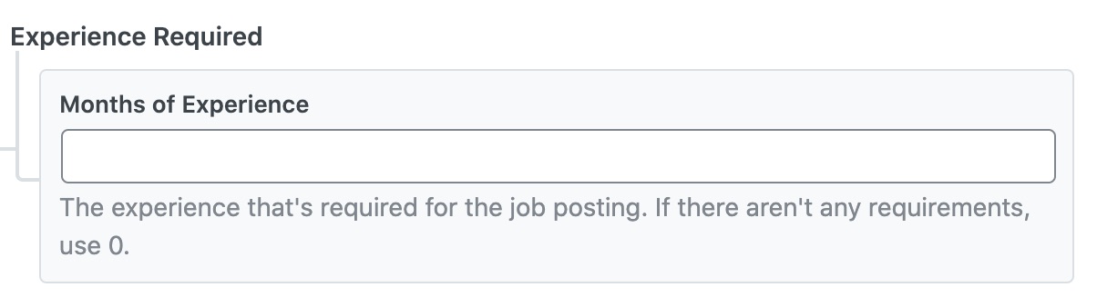 Experience Required - Job Posting Schema