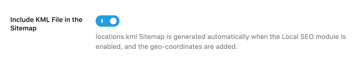 Include KML file in the Sitemap - Local Sitemap settings