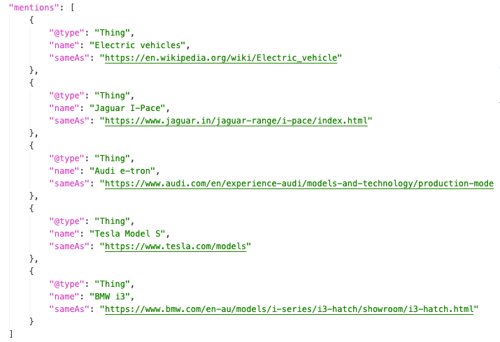 Mentions Schema example