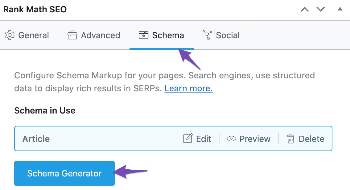 Open Schema Generator in single plages (Classic Editor)