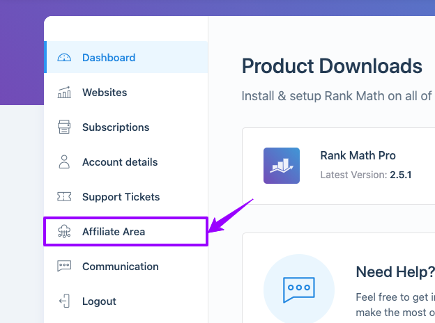 Rank Math - Affiliate Area