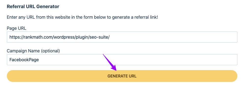 Generate Rank Math affiliate URL