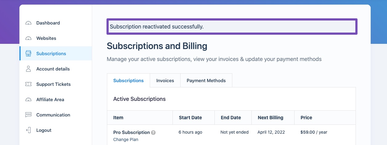 Rank Math subscription reactivated