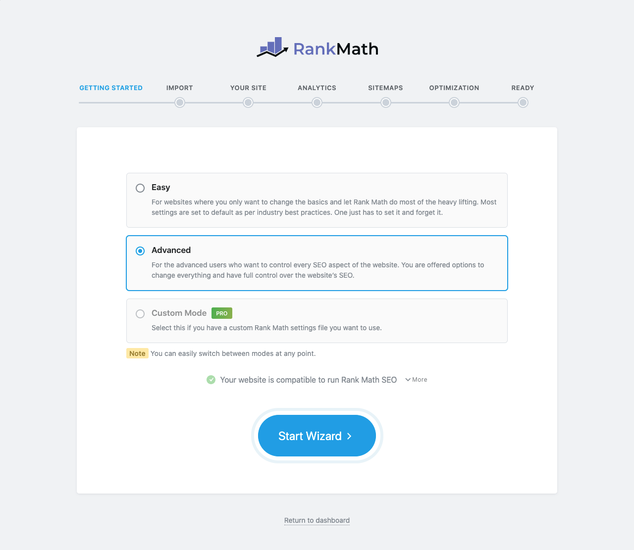 Rank Math Setup Wizard