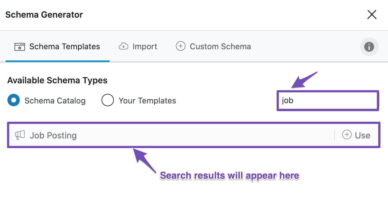 Search for a Schema Template in Rank Math Schema Generator