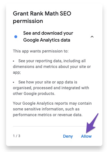 Permission to see and download your Google Analytics data