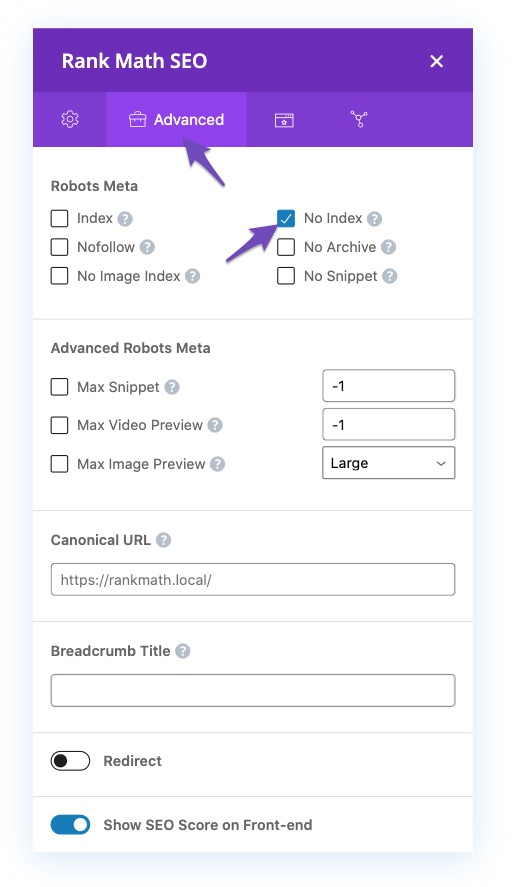 Noindex in Divi Builder