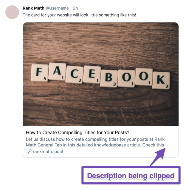 Twitter sharing description being clipped