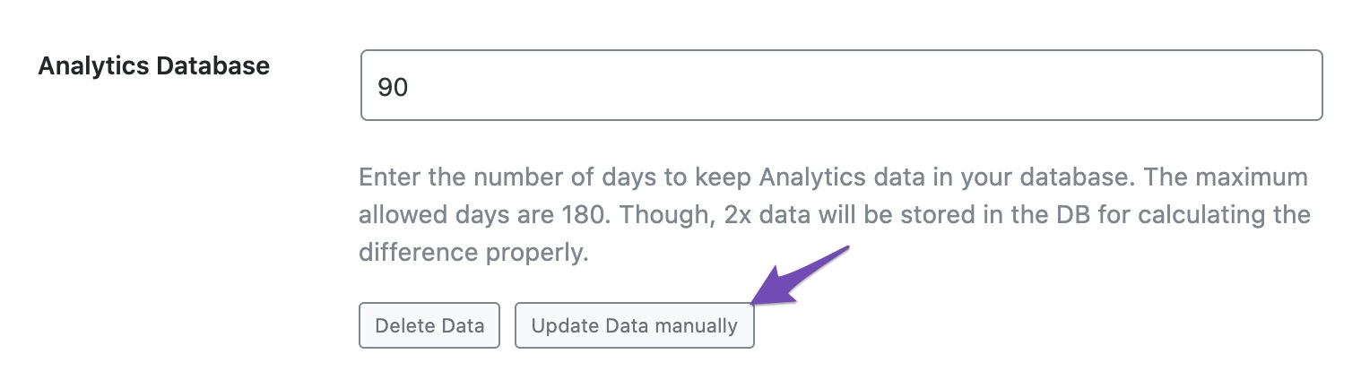 Update Analytics database manually